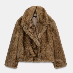 Zara Brown Faux Fur Jacket